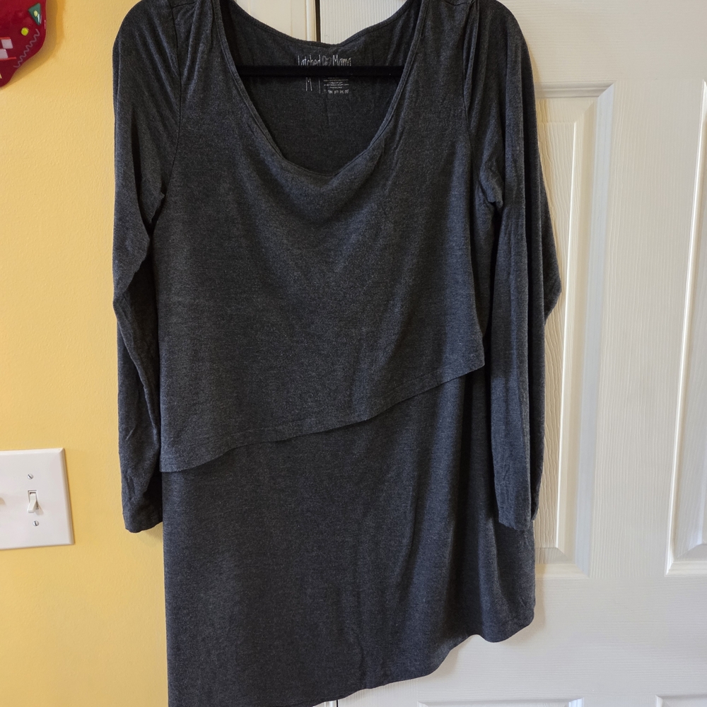Latched Mama Charcoal Long Sleeve Top